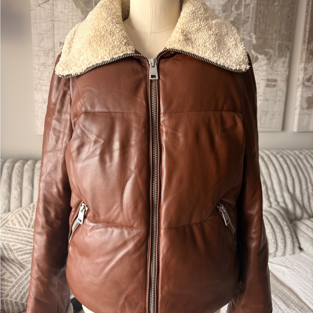 Levi’s Sherpa lined faux leather jacket size M